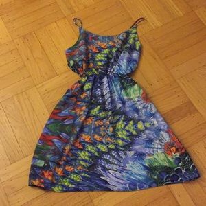 Colorful print dress with cutouts